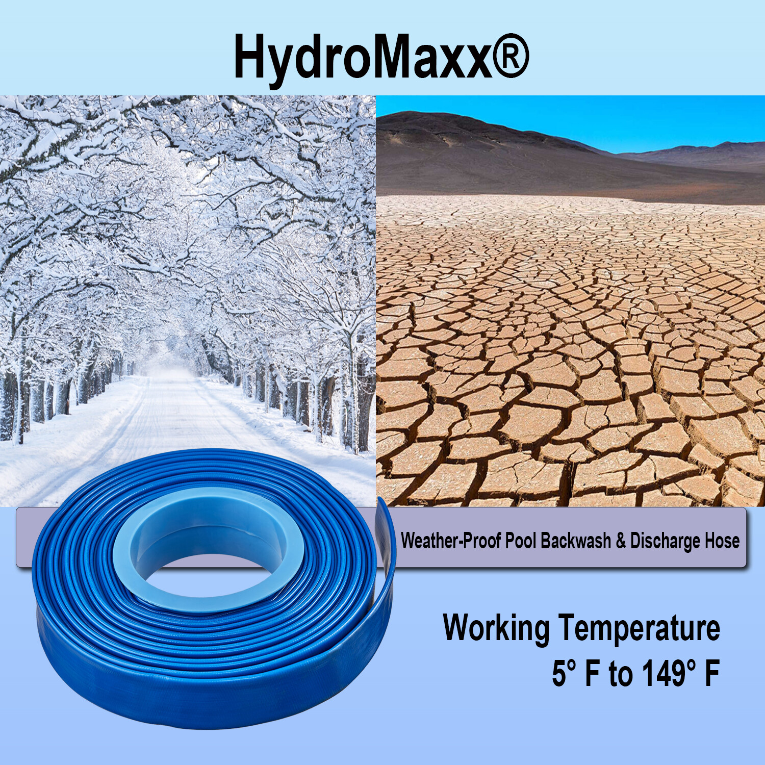 1.5" Agricultural Grade PVC Lay Flat Discharge Hose 50', 100' & 300' length