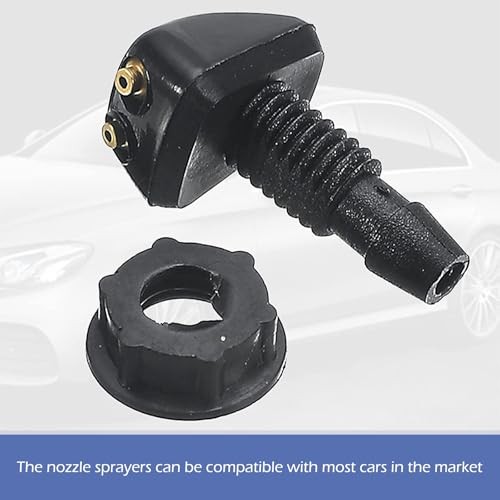 2 PCS Car Front Windshield Nozzle, Double Hole Straight Pillar Adjustable Fan
