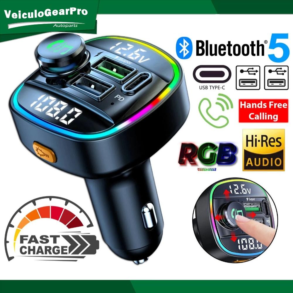 Bluetooth 5.0 Car Wireless FM Transmitter Adapter 2USB PD Charger Hands-Free Lot