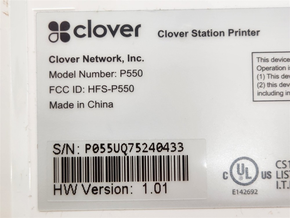 ⭐️⭐️⭐️⭐️⭐️ **UNTESTED** Clover Station P550 POS Receipt Printer