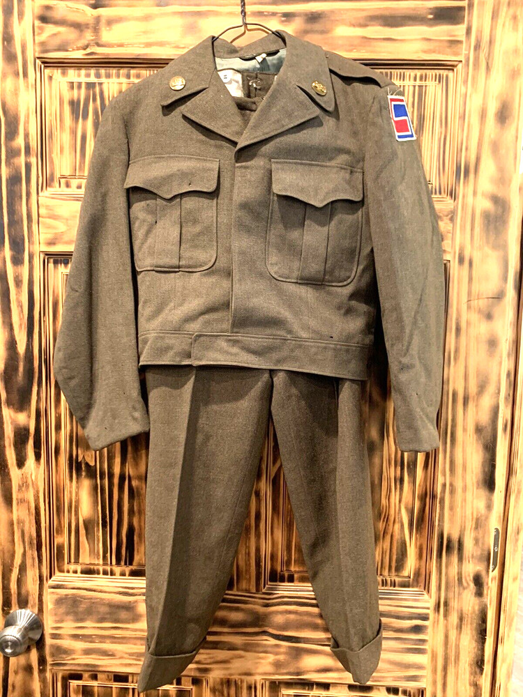 WW2 ORIGINAL 69th INFANTRY DIVISION ARMY GREEN WOOL UNIFORM (EBY)