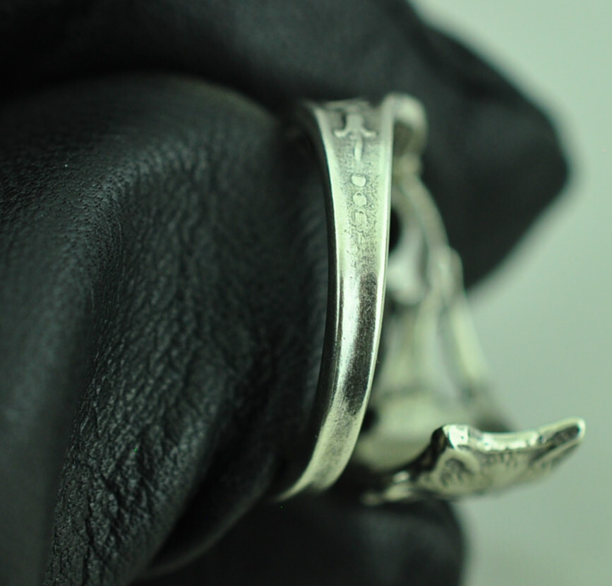 Dainty Solid 925 Sterling Silver My Little Kitty Cat Adjustable Spoon Ring