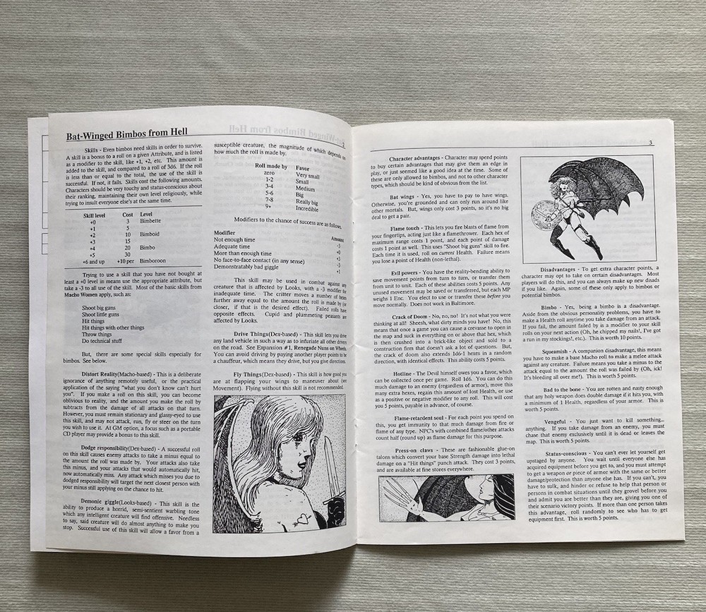 Greg Porter Sci-Fi Game Batwinged Bimbos From Hell 2nd Edition Unpunched