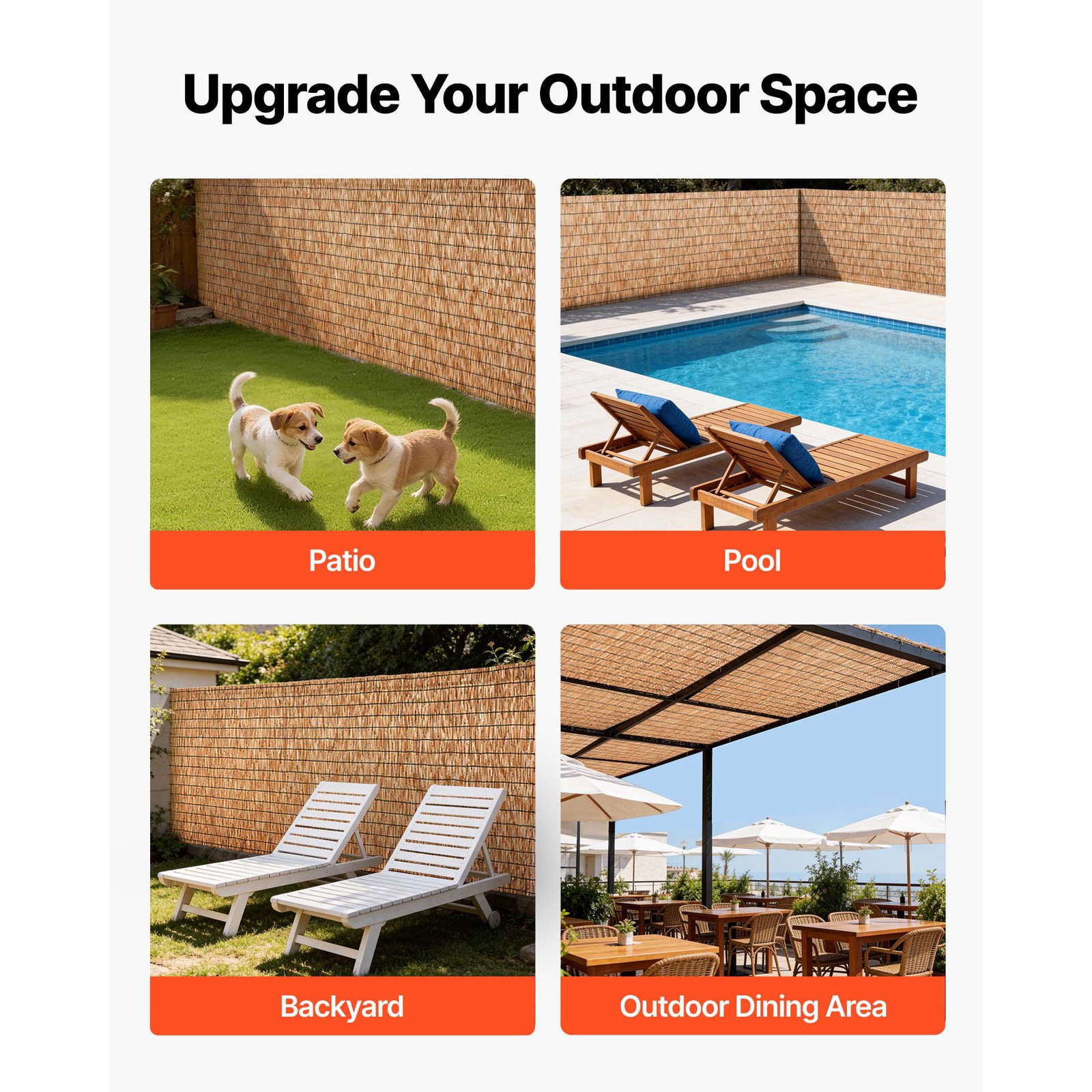 Uimoso Natural Reed Fence Panel 6 ft x 16.4ft Privacy Screen Roll for Garden Use