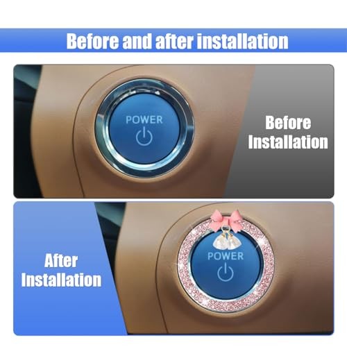 Bling Diamond Car Engine Start Stop Button Decoration Ring - Bling Ring Pink