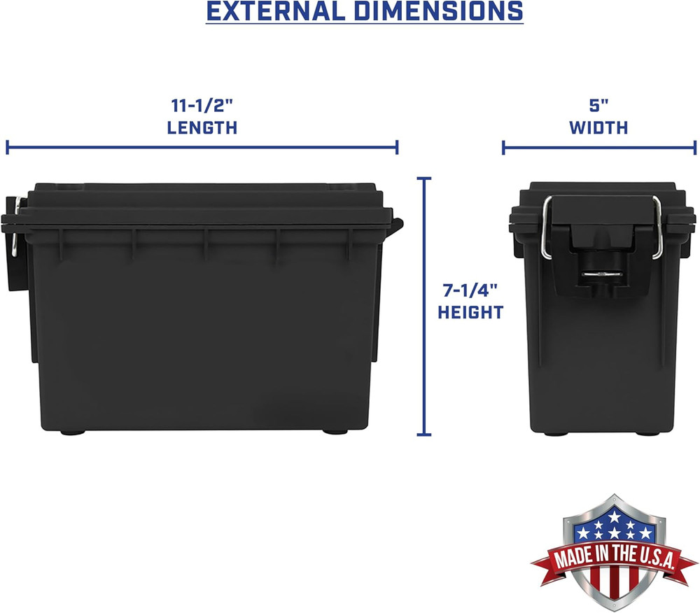 12629 Ammo Storage Box, Stackable .30 Cal Field Boxes, Water and Dust Resistant,