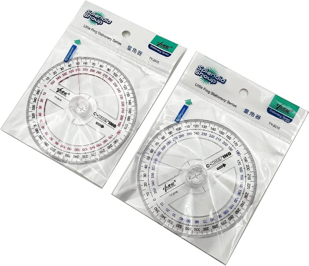 360° Protractor Pack of 2 Protactors Plastic Protractor Math Protractors Clear P