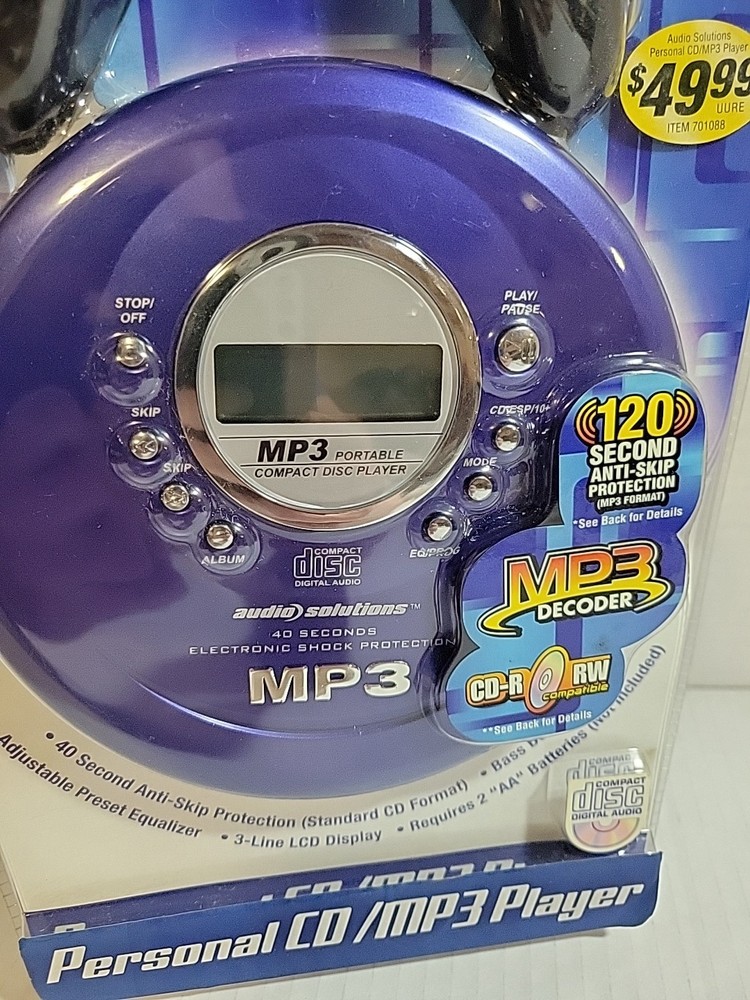 Audio Solutions MP3 Portable Compact Disc Player CD Model ATC-351 SEALED!!