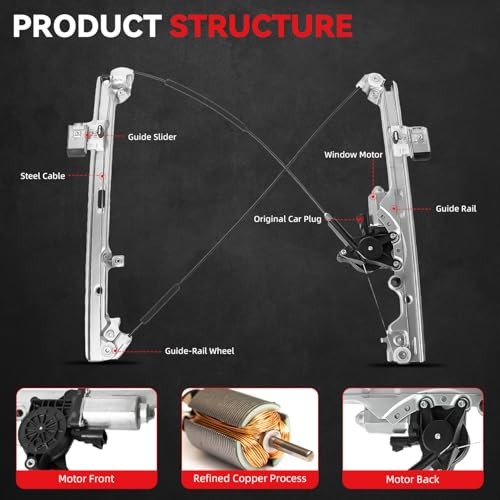 Front Left Driver Side Power Window Regulator with Motor Assembly - Compatible