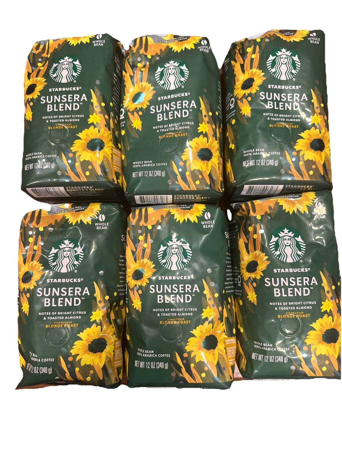 6 BAG DEAL! Starbucks Coffee Sunsera Blend Blonde Roast Whole Bean 12oz 01/29/26