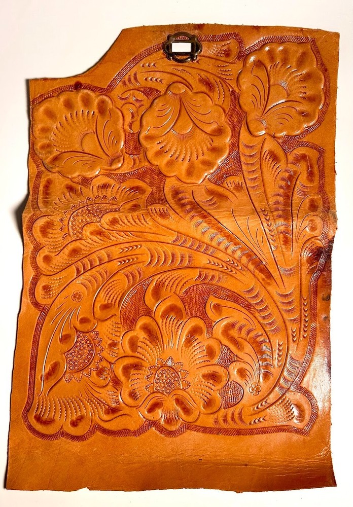 Hand Tooled Leather Craft Sampler. Unfinished Project with Skilled Details