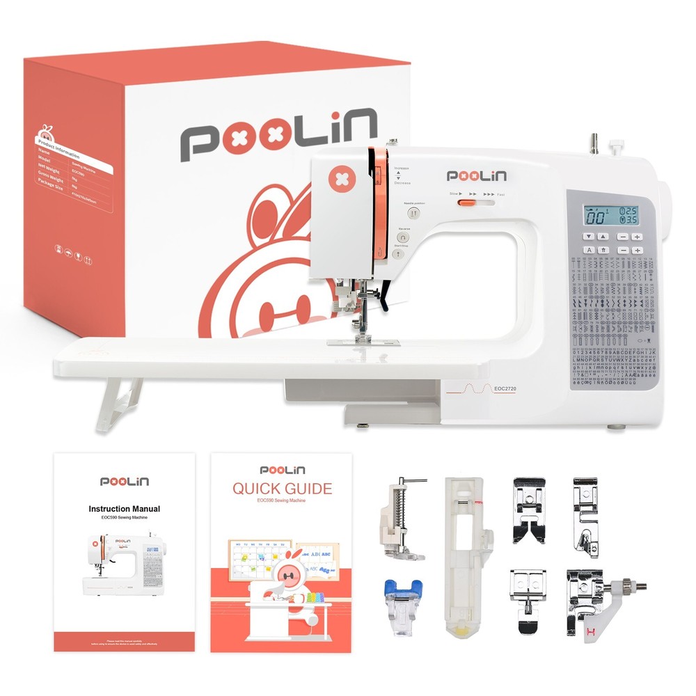 POOLIN Sewing Machine EOC2720 Computerized Wide Table 200 Built In Stitches.