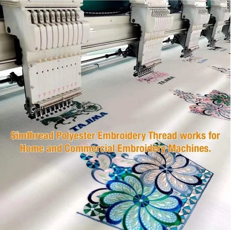 Simthread Embroidery Thread 5500 Yards White 001, 40wt 100% Polyester for...