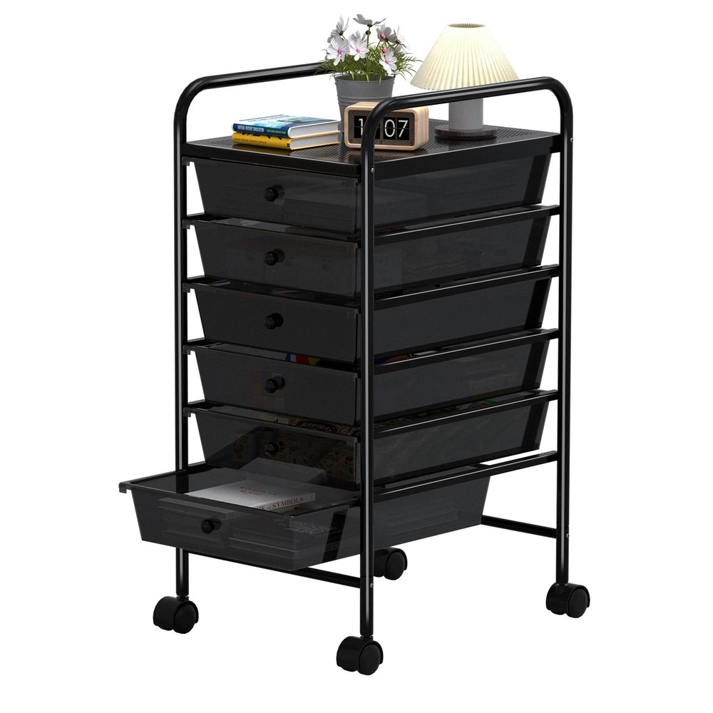6 Tier Utility Rolling Cart with 6 Drawers Multipurpose Rolling Storage Cart ...