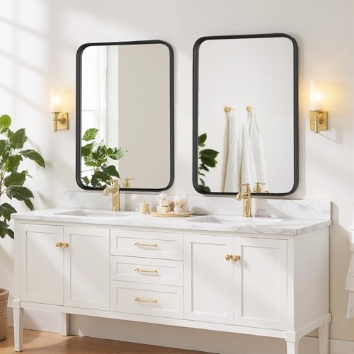 Bathroom Mirror 40x30 Inch Metal Frame Rectangle 40"L x 30"W Black Rectangular