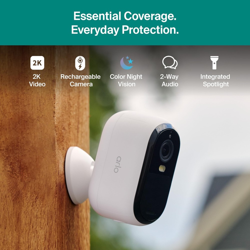 Arlo Essential Security Camera Wireless Outdoor 2K (3rd Gen, 2025 Release) - ...
