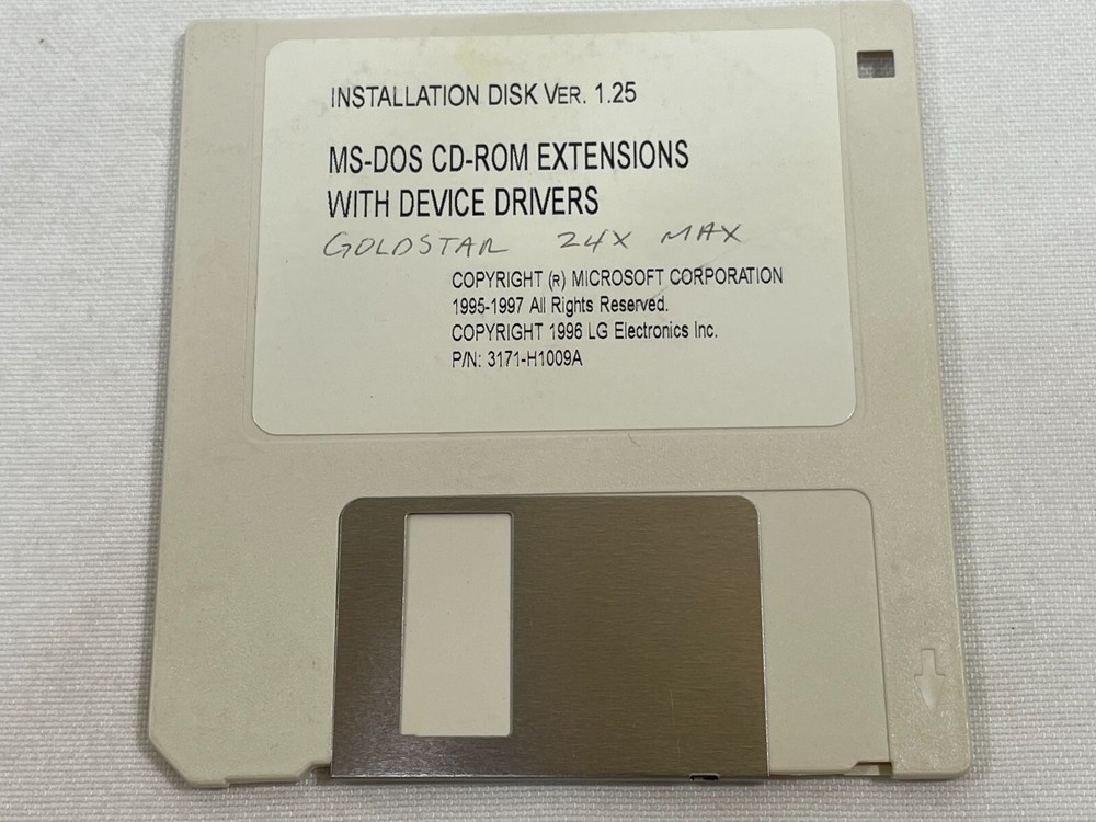 Vintage 1997 Microsoft MS-DOS CD-ROM Extensions with Device Drivers Install Disk