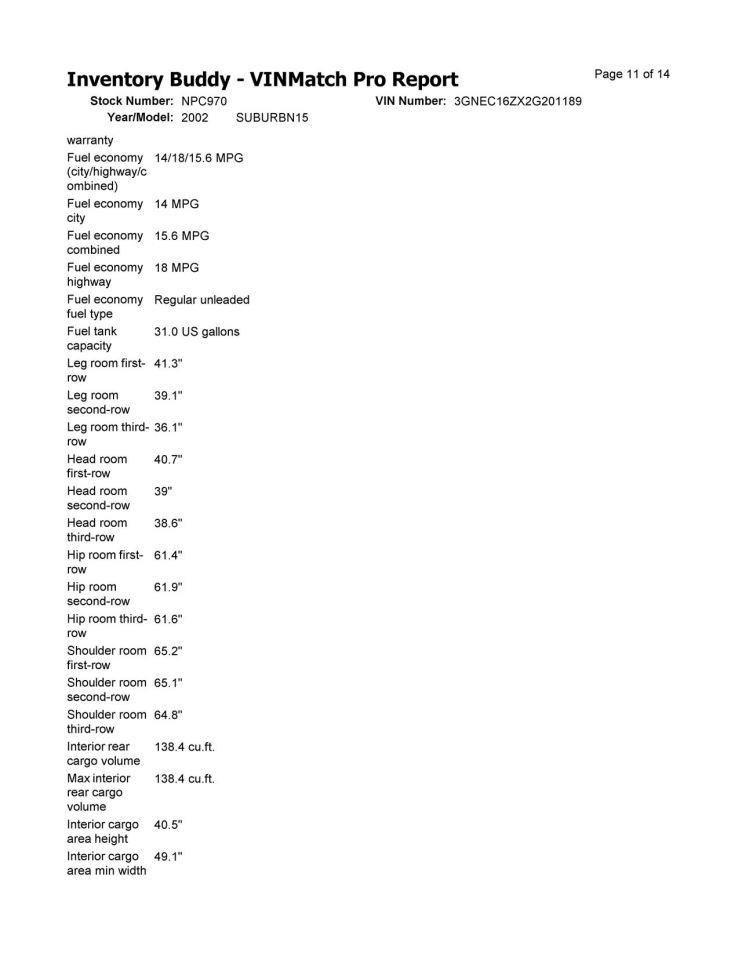 SUBURBN15 2002 Rear View Mirror 32477366