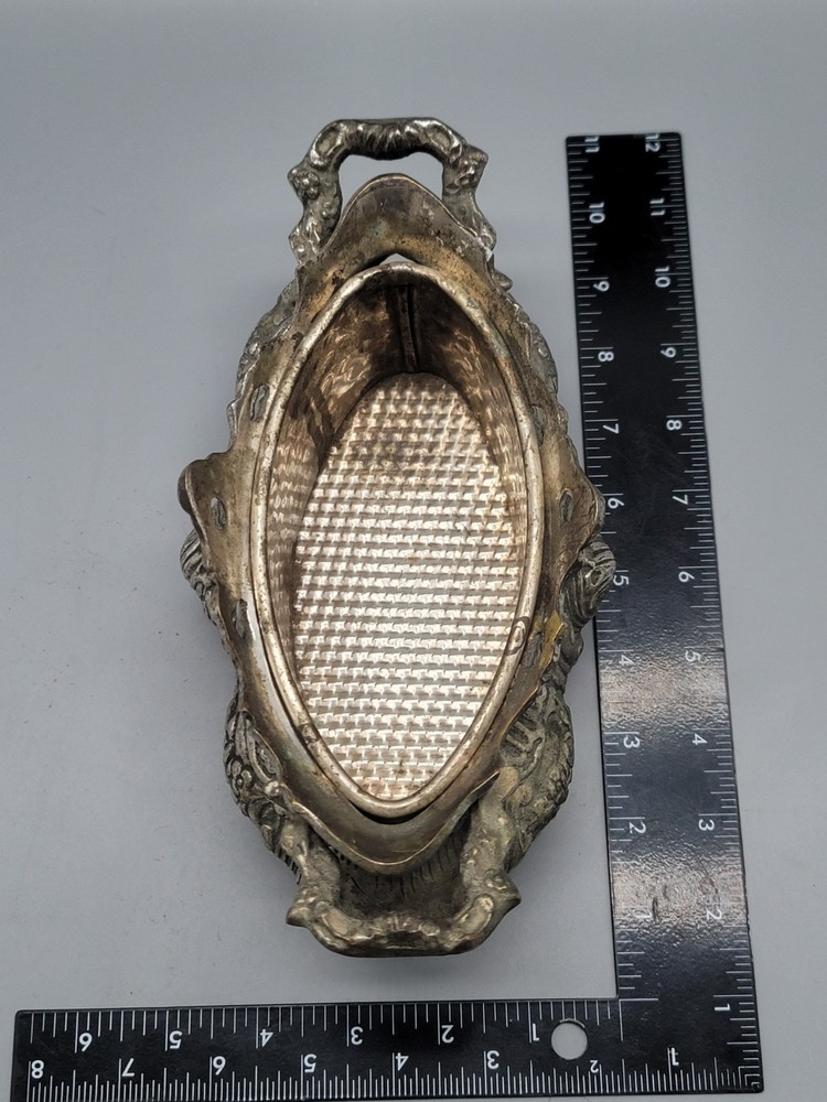 Vintage Silver Tone Planter Ornate Decorative 9" x 4"