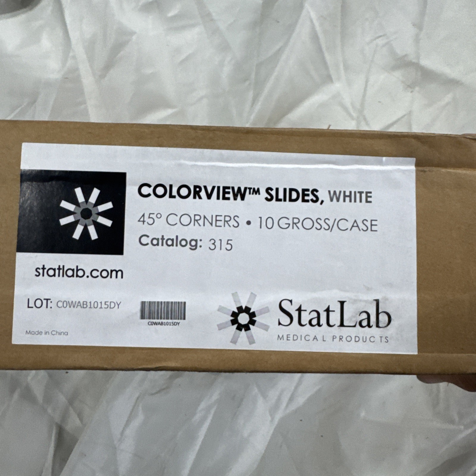 StatLab 315 Colorview Micro Slides, 45 Deg Corners, 75x25x1mm 10 gross case