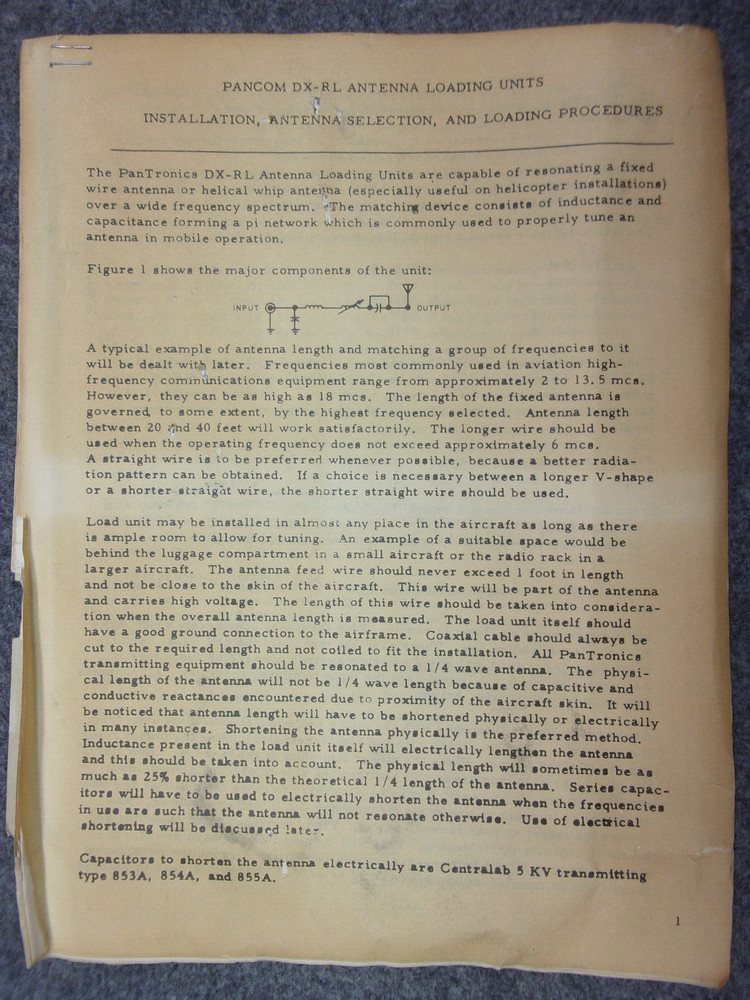 Pantronics Pancom Antenna Loading Unit P/N DX10-RL