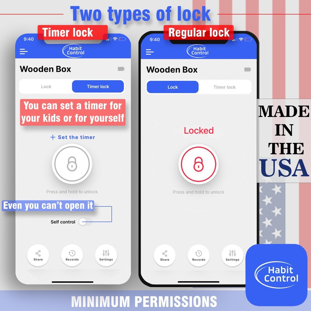 Habit Control Timed Lock Box with App Controlled Lock | Timer and Regular Lock