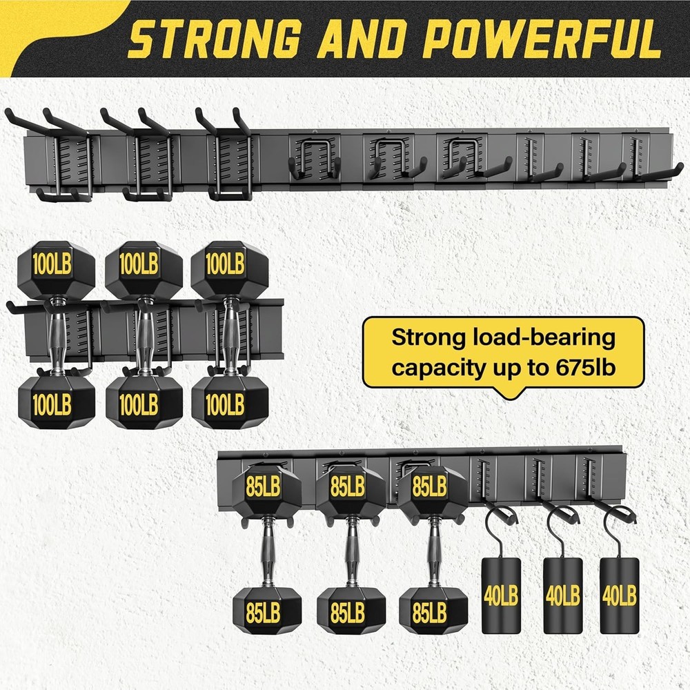 Durable 48in Garden Tool Wall Organizer - 15-Pack, Easy Assembly and Sturdy