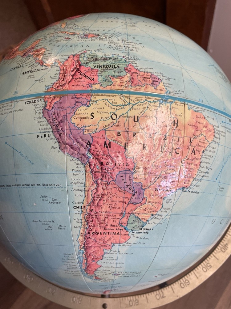 Vintage 1950's 12" Standing Replogle Stereo Relief Globe