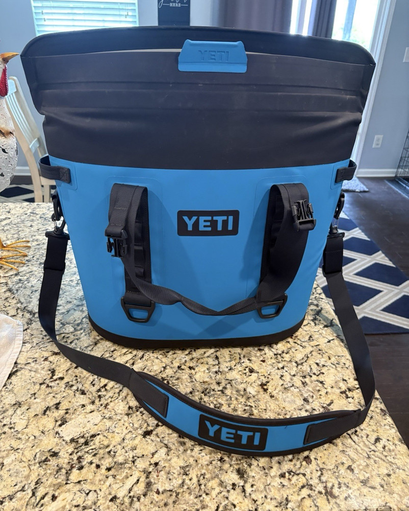 YETI Hopper M30 Fabric Cooler Bag Blue Black with Shoulder Strap