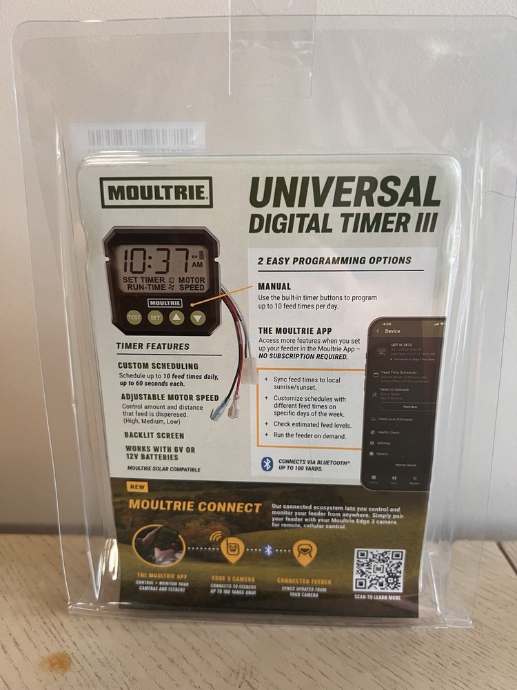 Moultrie Universal Digital Timer III Deer Feeder Timer, Bluetooth, 10 Feeds