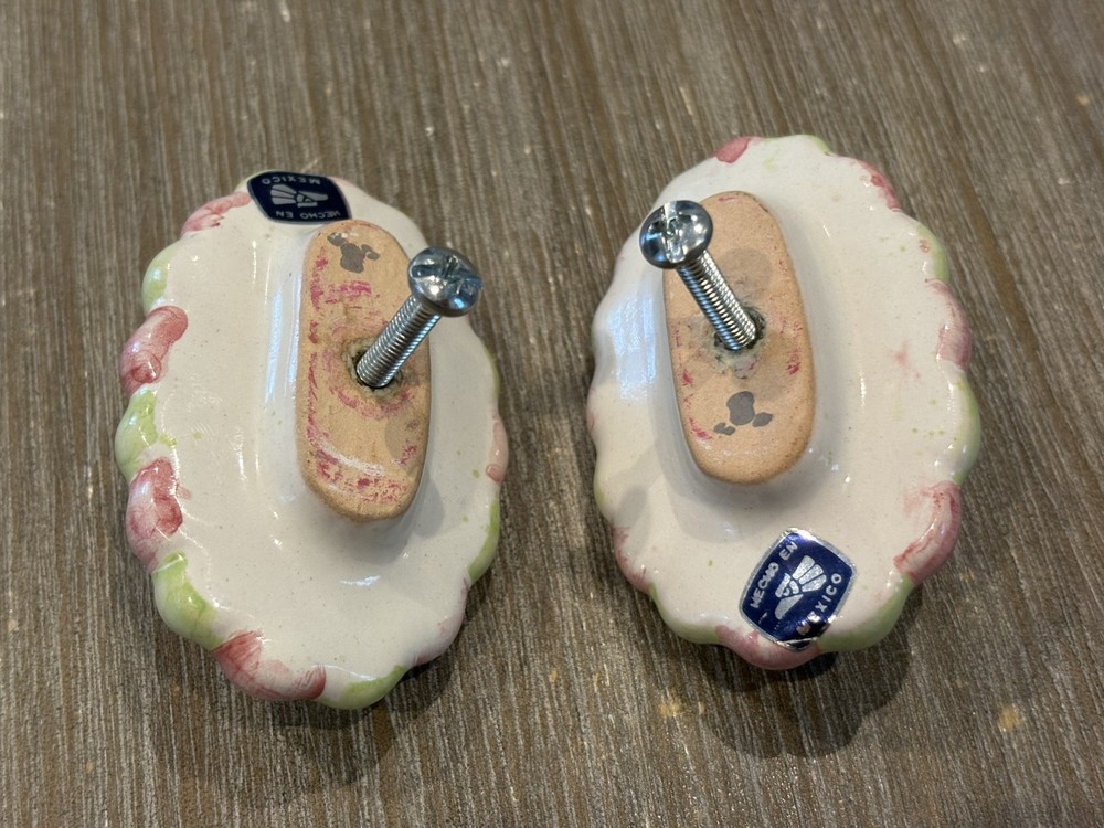 Mackenzie Childs ceramic set of 2 OVAL knobs