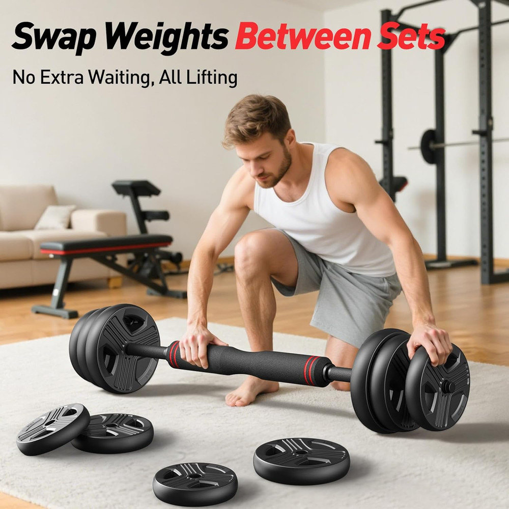 Adjustable dumbbell set with storage tray