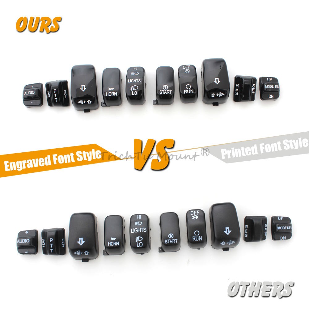 Black Hand Control Switch Button Caps For Harley Electra Glide FLHTCU 1996-2013