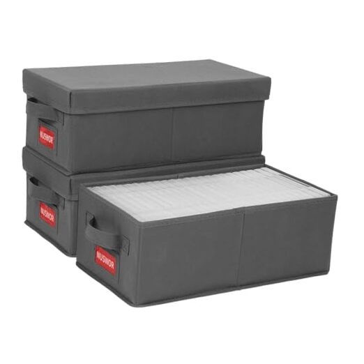DVD Storage Box - Stackable DVD Case Holder Organizer, DVD Storage 3PACK