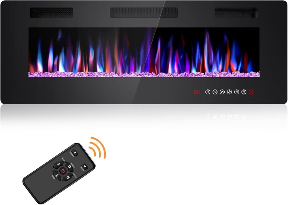 50 Inch Electric Fireplace Inserts, in-Wall Recessed & Wall Mounted,Remote&Timer