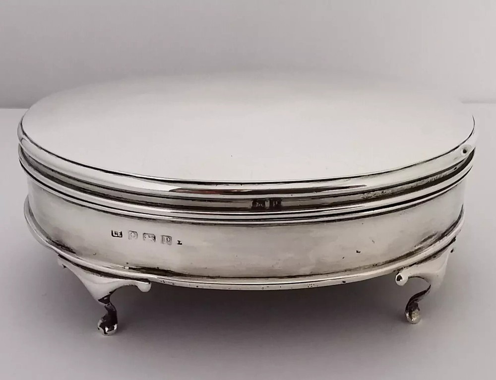 Antique Solid Silver Jewellery Box - Birm. 1914