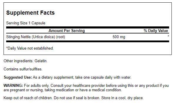 Swanson Stinging Nettle Root Capsules, 500 mg, 100 Count
