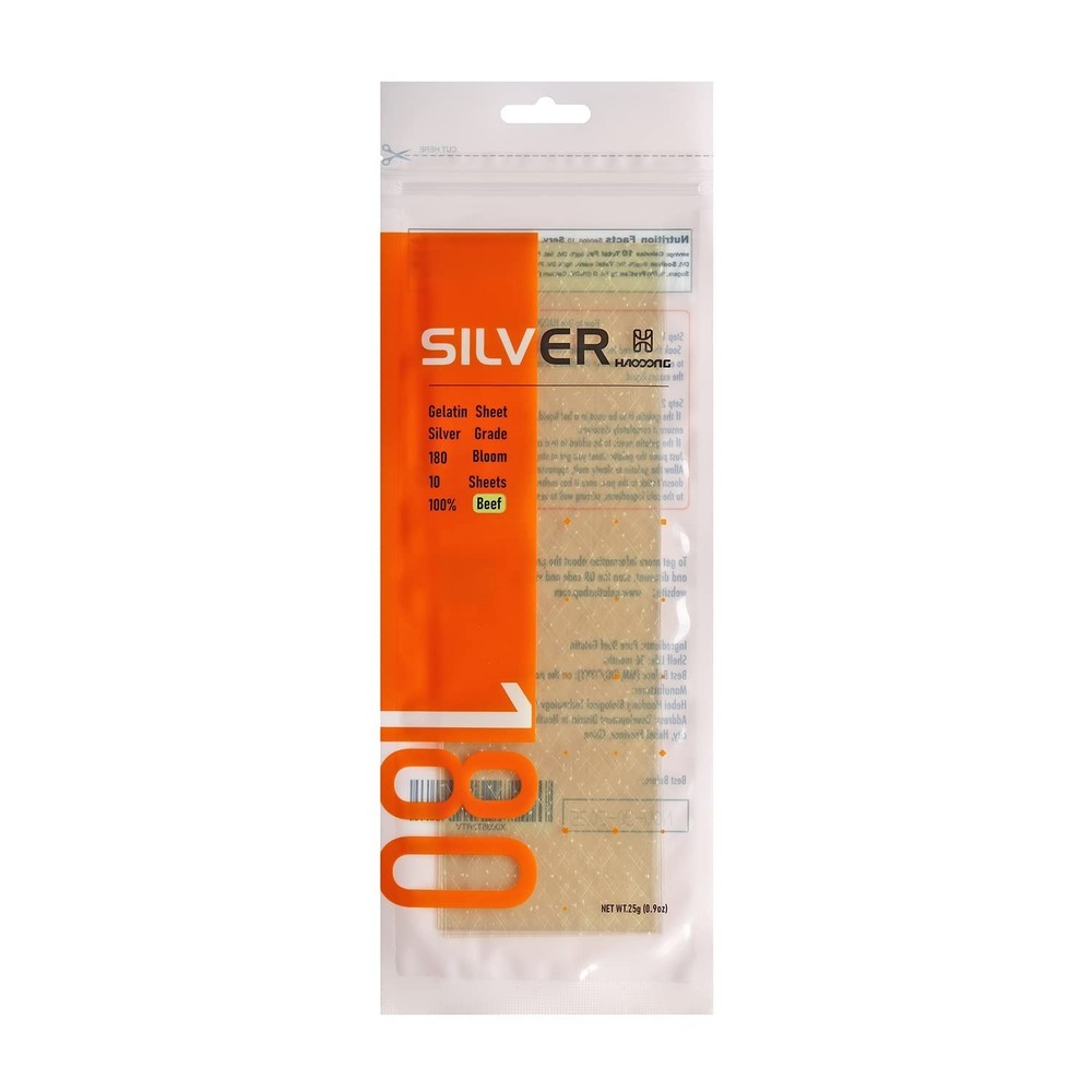 Silver Gelatin Sheets - 180 Bloom for Desserts & Baking | 9-10 Sheets