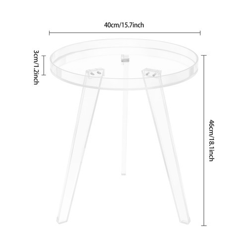 Acrylic Side Table, Clear Side Table, Round Acrylic Side Table