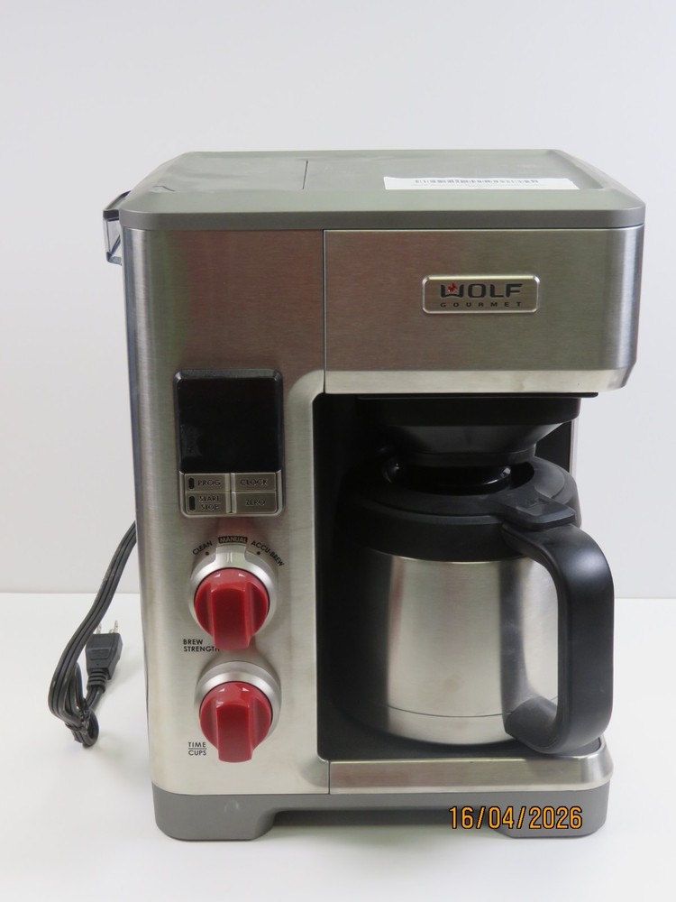 Wolf Gourmet Programable Coffee Maker WGCM100S Auto Drip System Red Knobs [D9]