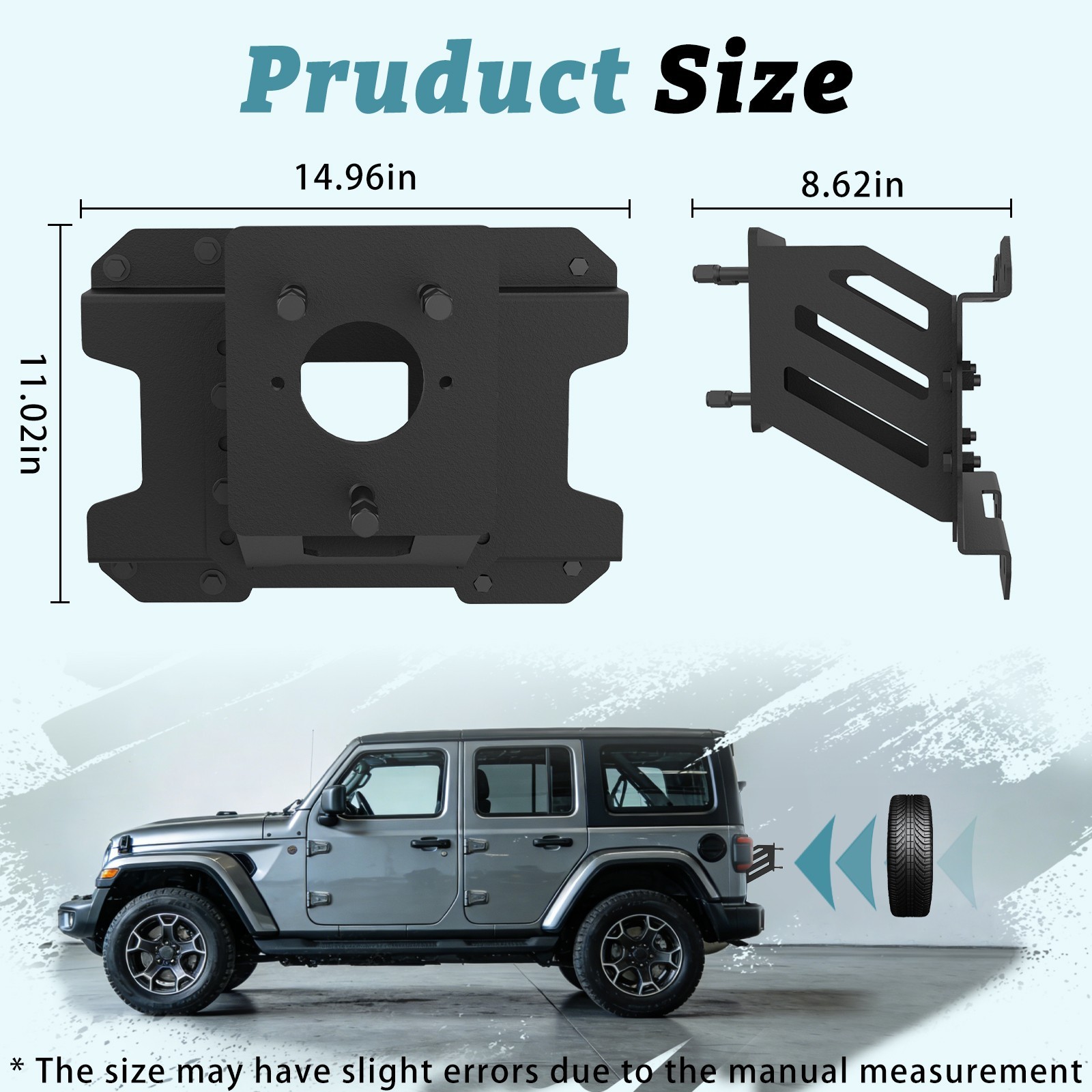 New Spare Tire Carrier Tire Rack For 2018-2025 Jeep Wrangler JL JLU Steel