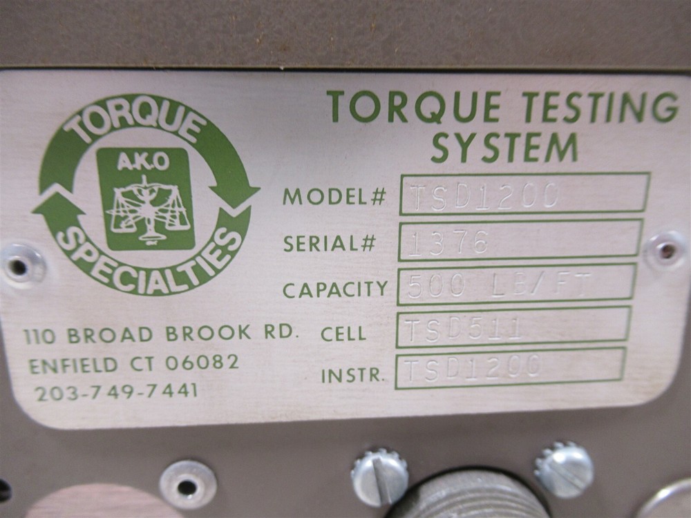 AKO Torque Testing System TSD1200 500 LB / FT Unit