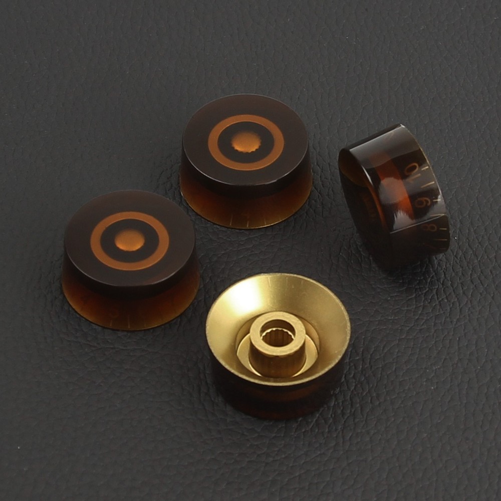 FLEOR 4PCS Barrel Style brown Volume Tone Control Speed Knobs Guitar Button