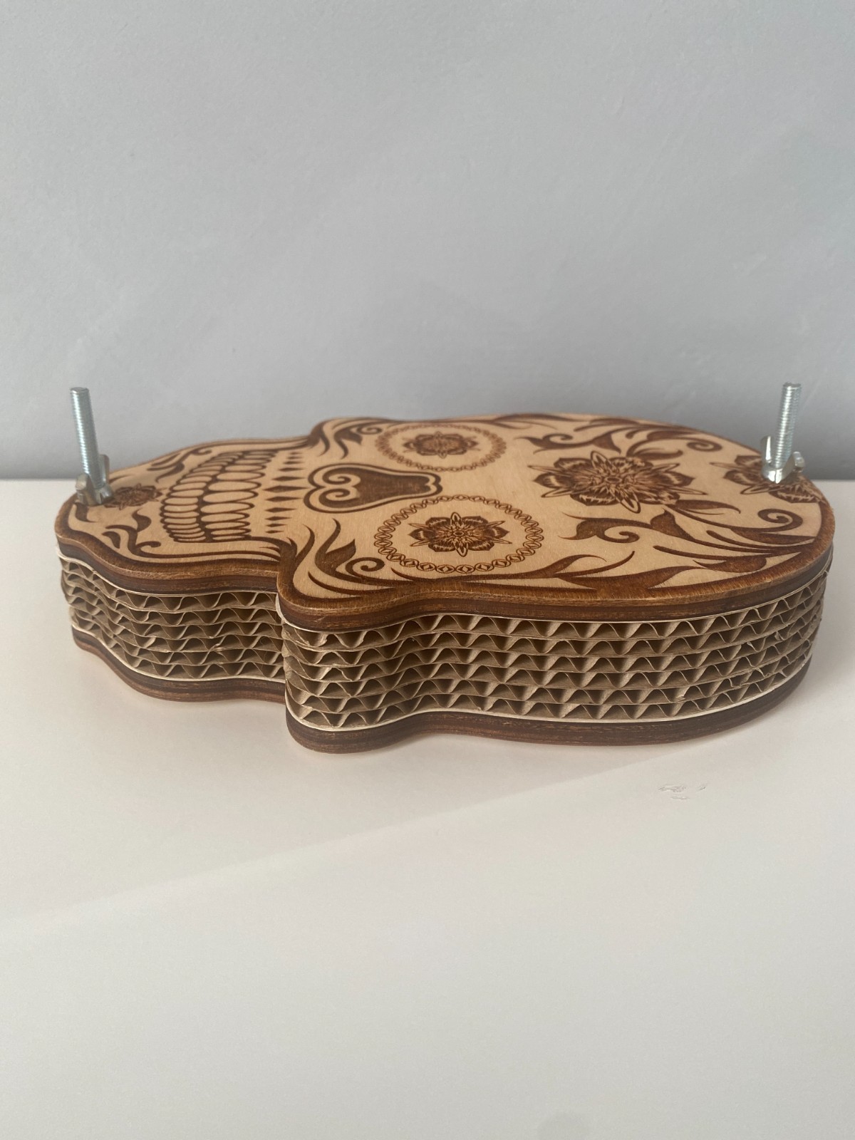 New Handmade Wooden Flower Press Skull Design | Botanical Leaf Herb Press