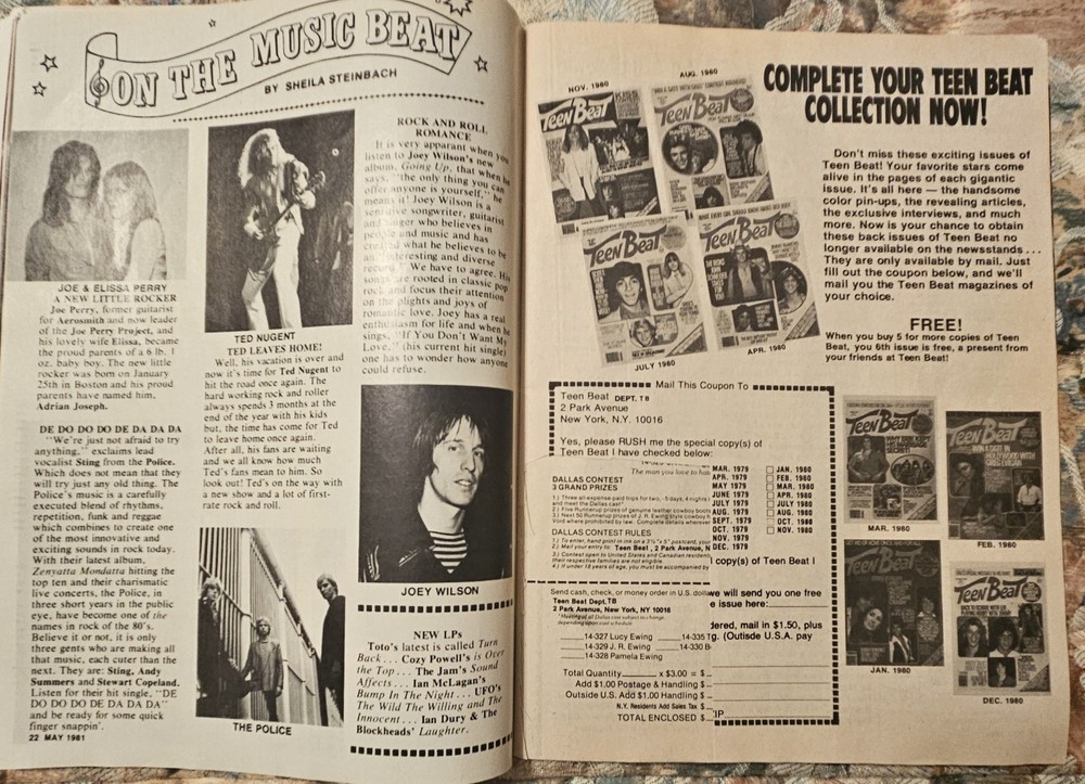 TEEN BEAT MAGAZINE MAY 1981 KISS, VAN HALEN, BAIO, DILLON