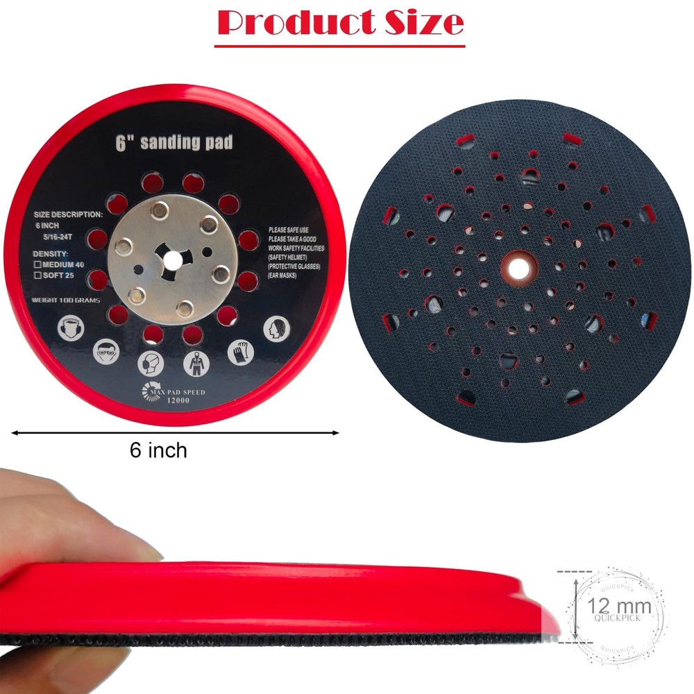 6 Inch Replacement Sander Pad for Bosch GET75-6N Sander - 6" Hook and Loop Sand