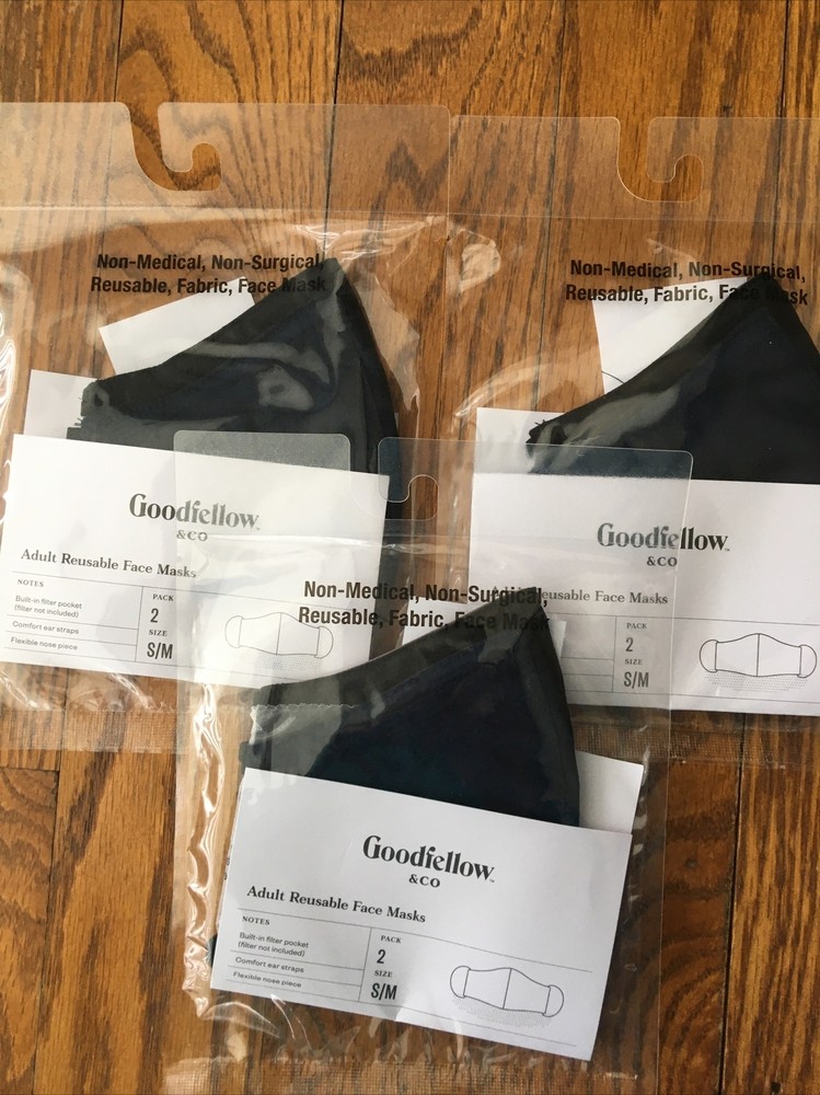 3 Pack GoodFellow Small Medium 2 Pack Fabric Face Covers Navy Blue & Black