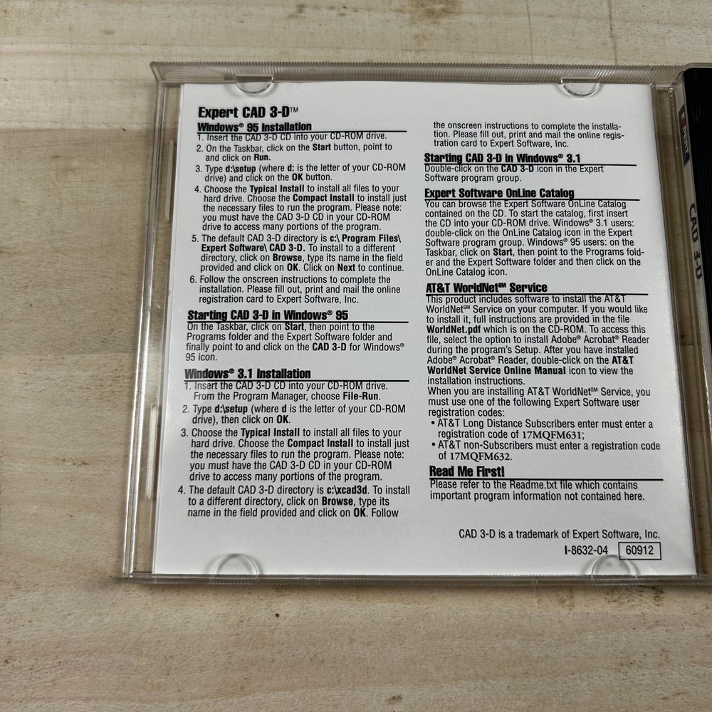 Vintage Expert Software CAD 3-D (PC CD-ROM, Windows 95/3.1)