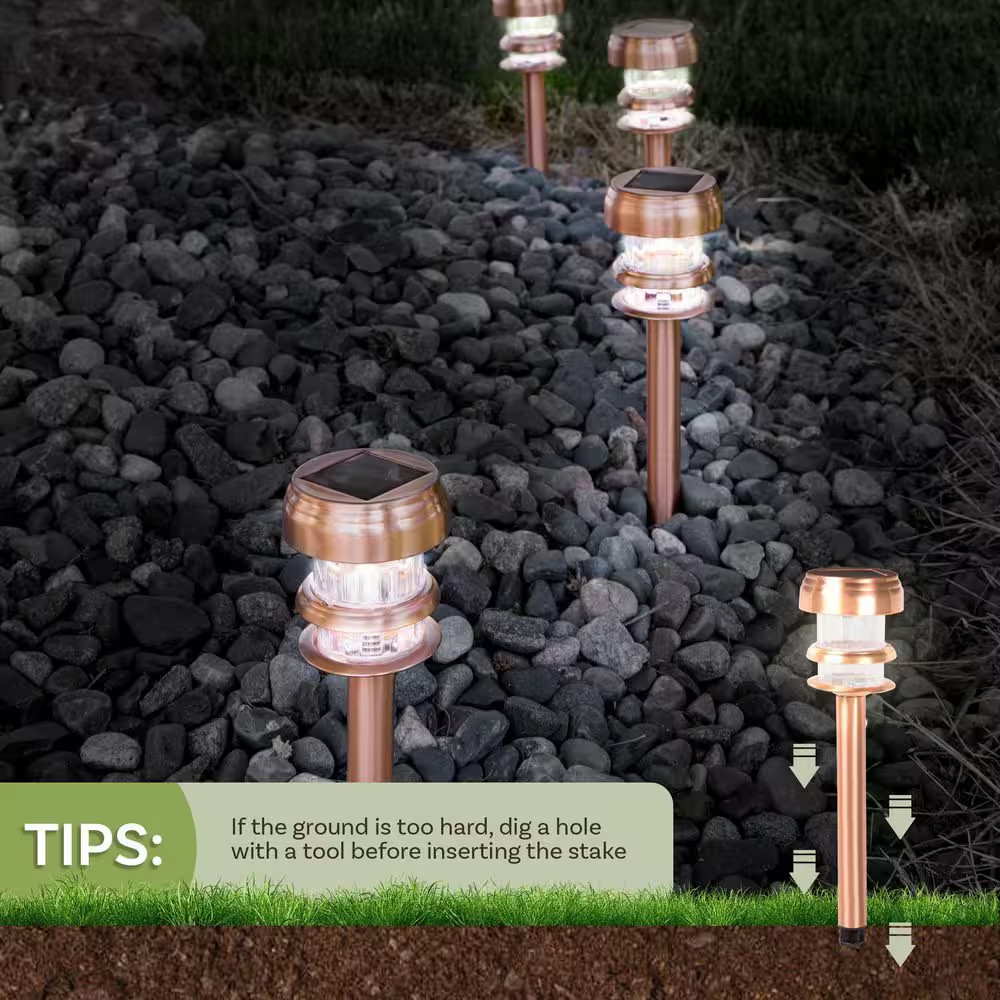 Solar Powered Copper Path LED Lights (4-Pack)