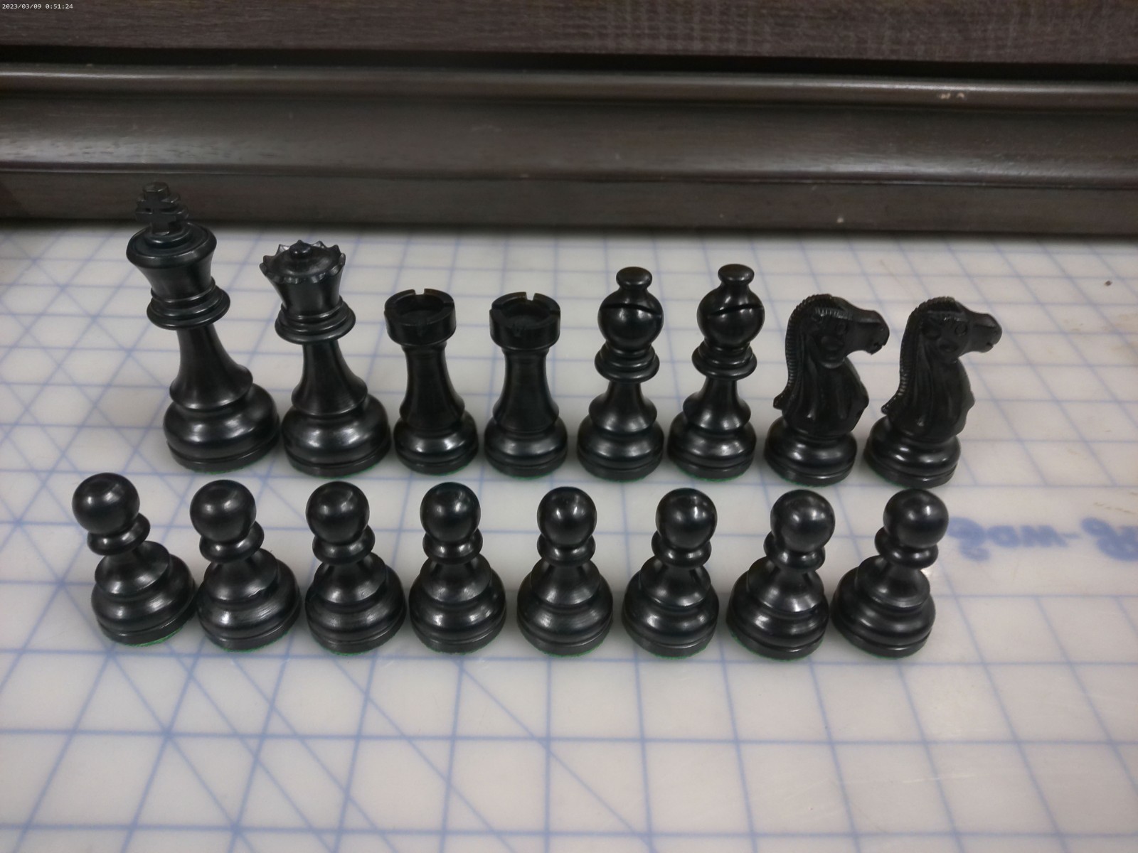 16 Black Wooden Chess Pieces Set | King 4 Inches
